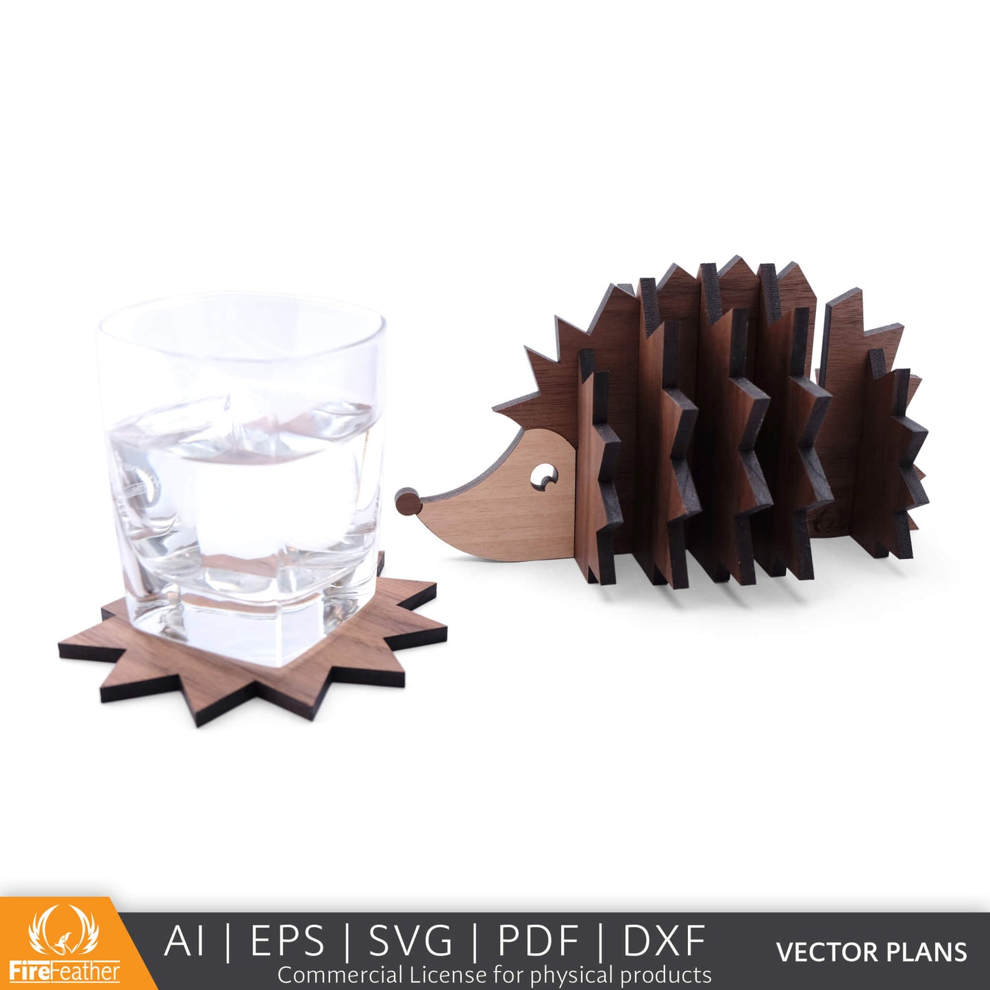 Walnut Hedgehog Coaster set DIY vector project files - Special Edition - (Direct Download)