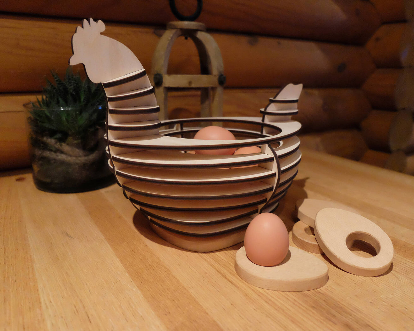 Chicken Egg Basket and Egg-cups DIY vector project file - (Direct Download)