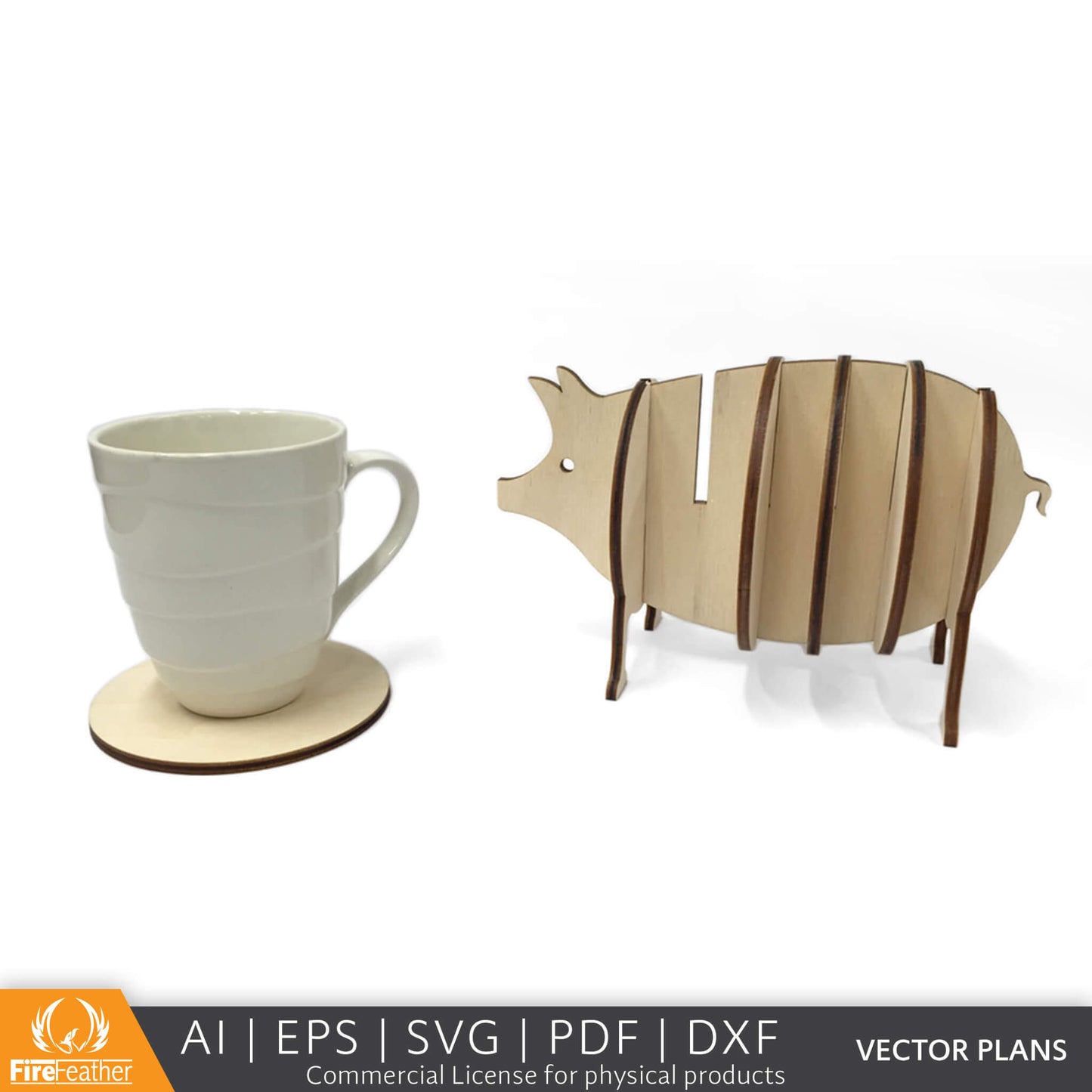 Piggy Coaster Set DIY vector project file - (Direct Download)