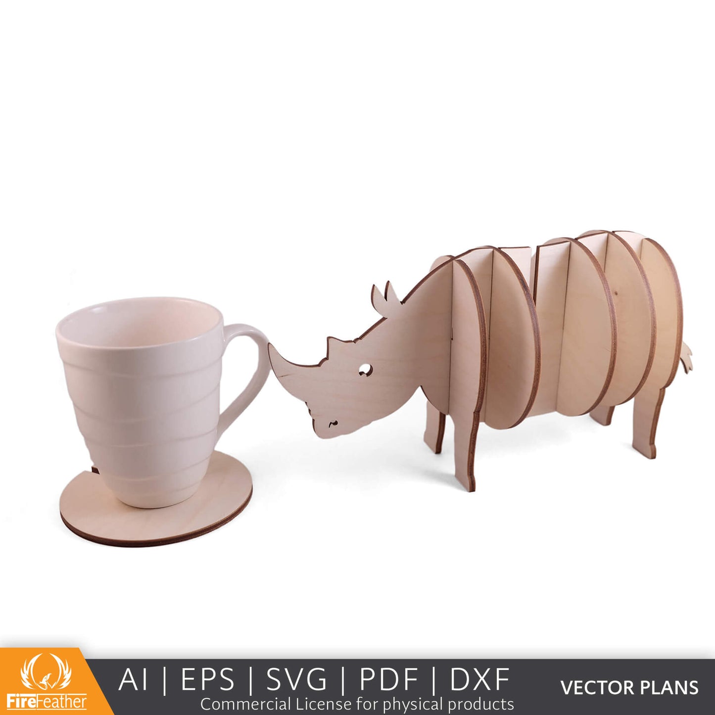 Rhino Coaster Set DIY vector project file - (Direct Download)