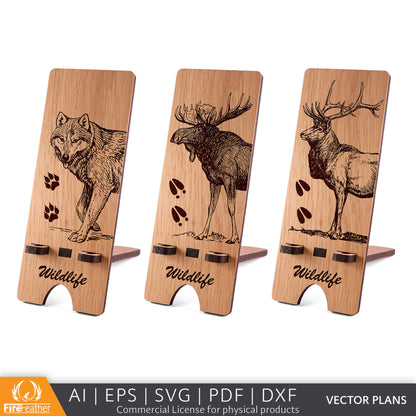 Wildlife Phone Stand DIY vector project file - (Direct Download)