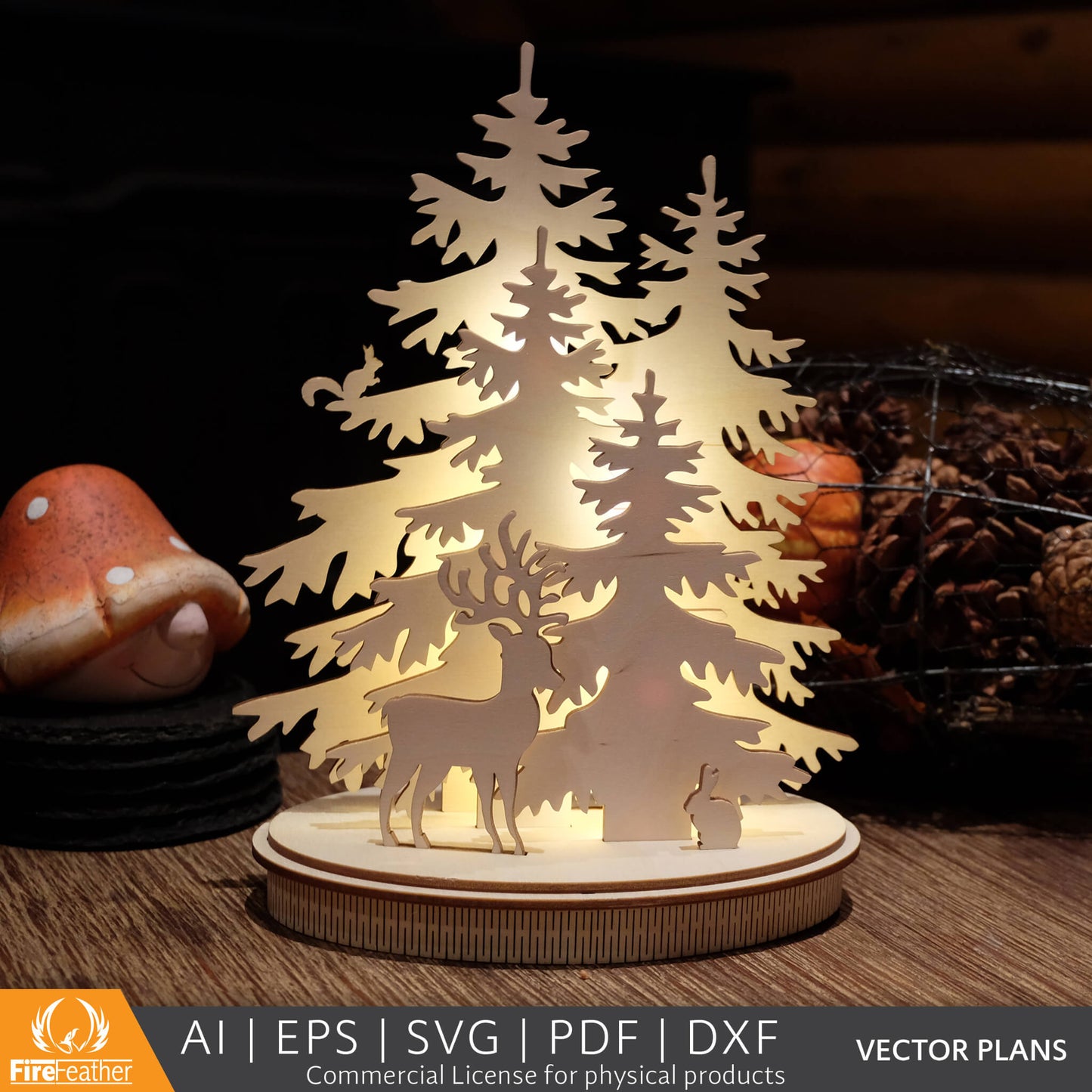 Woodland Winter Christmas Decoration DIY vector project file - (Direct Download)