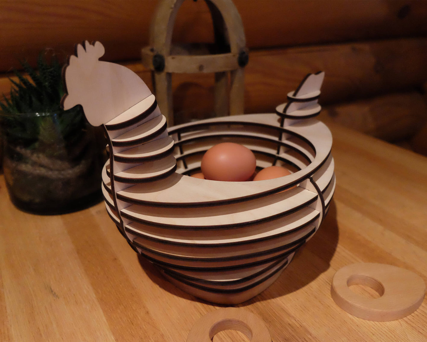 Chicken Egg Basket and Egg-cups DIY vector project file - (Direct Download)