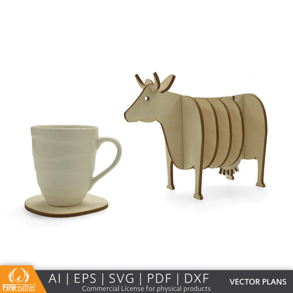 Cow Coaster Set DIY vector project file - (Direct Download)