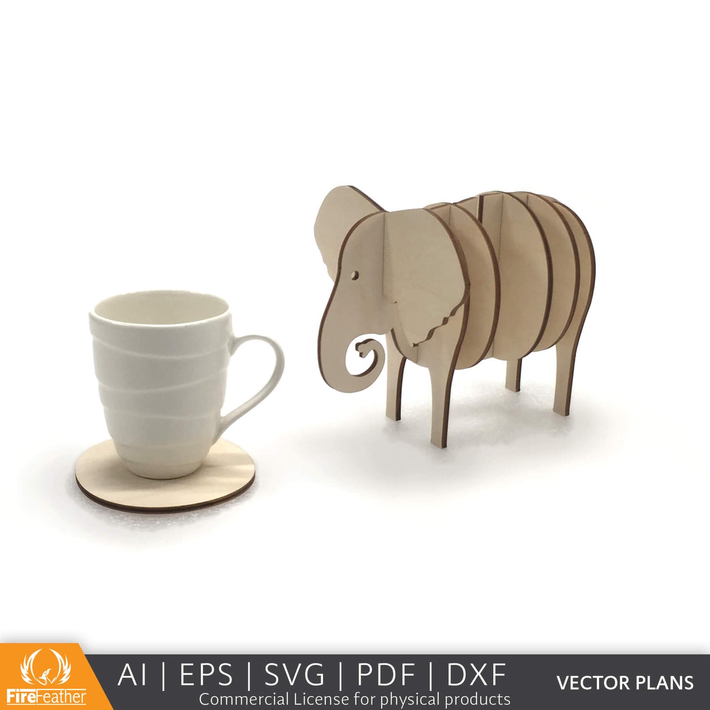 Elephant Coaster Set DIY vector project file - (Direct Download)