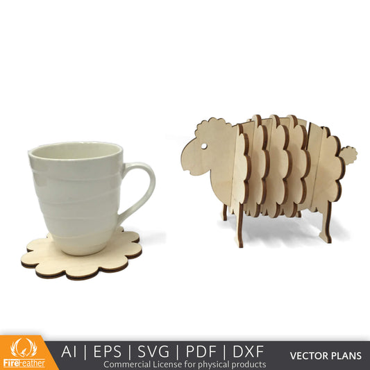Sheep Coaster Set DIY vector project file - (Direct Download)
