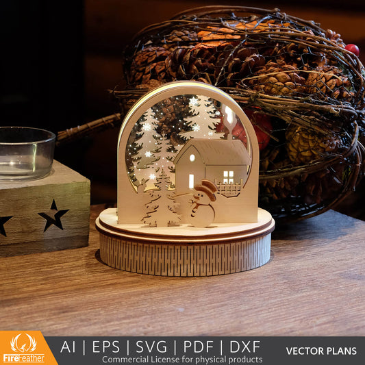 Wooden Snow Globe DIY vector project file - (Direct Download)